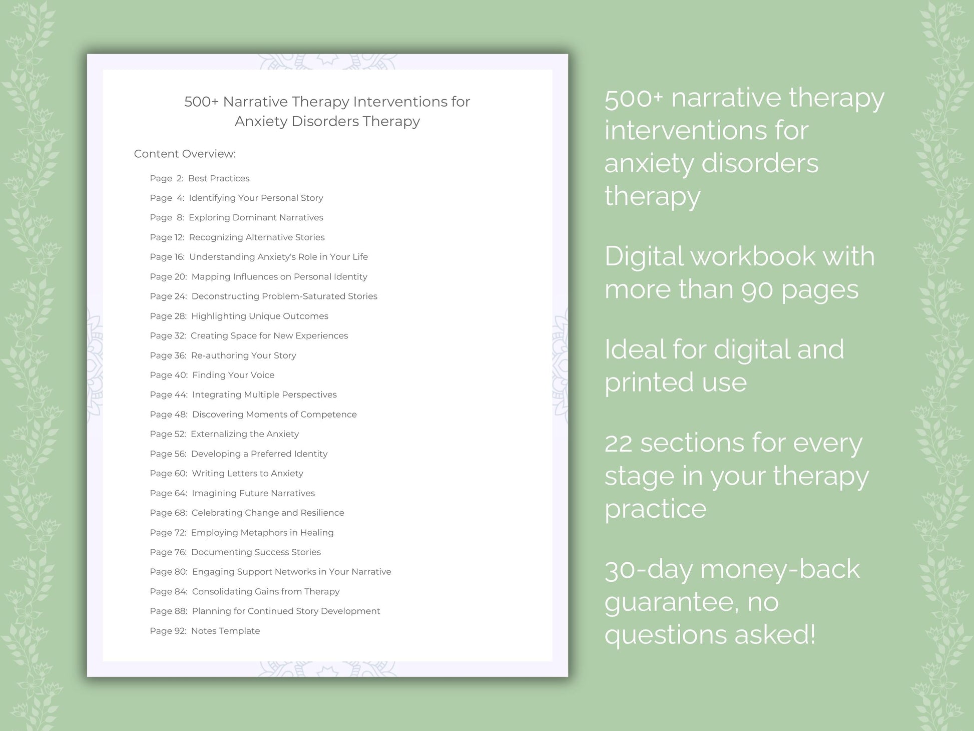 Anxiety Disorders Narrative Therapy Therapist Worksheets