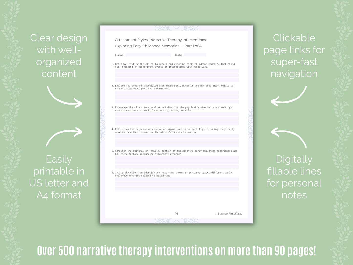 Attachment Styles Narrative Therapy Counseling Templates