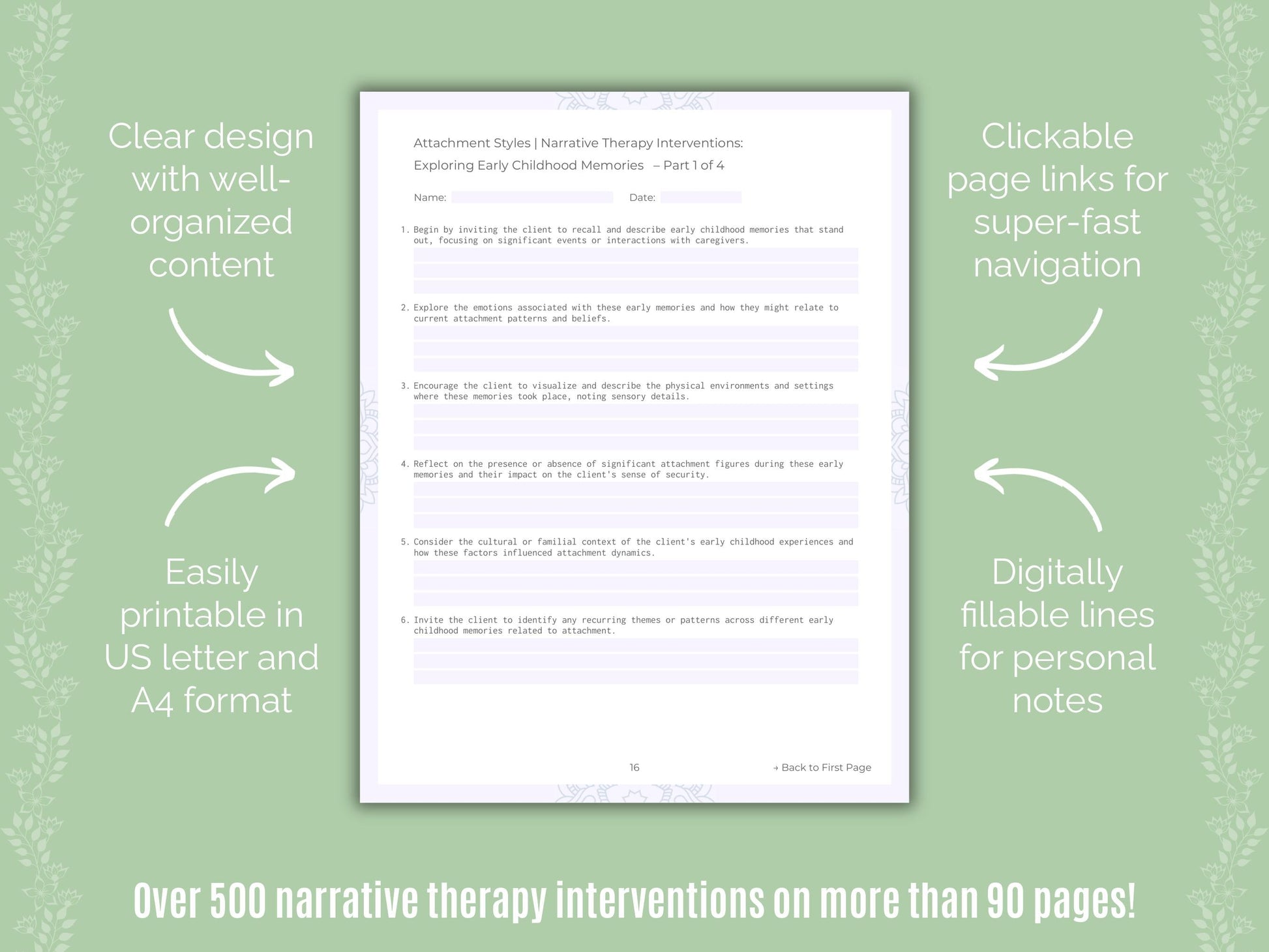 Attachment Styles Narrative Therapy Counseling Templates