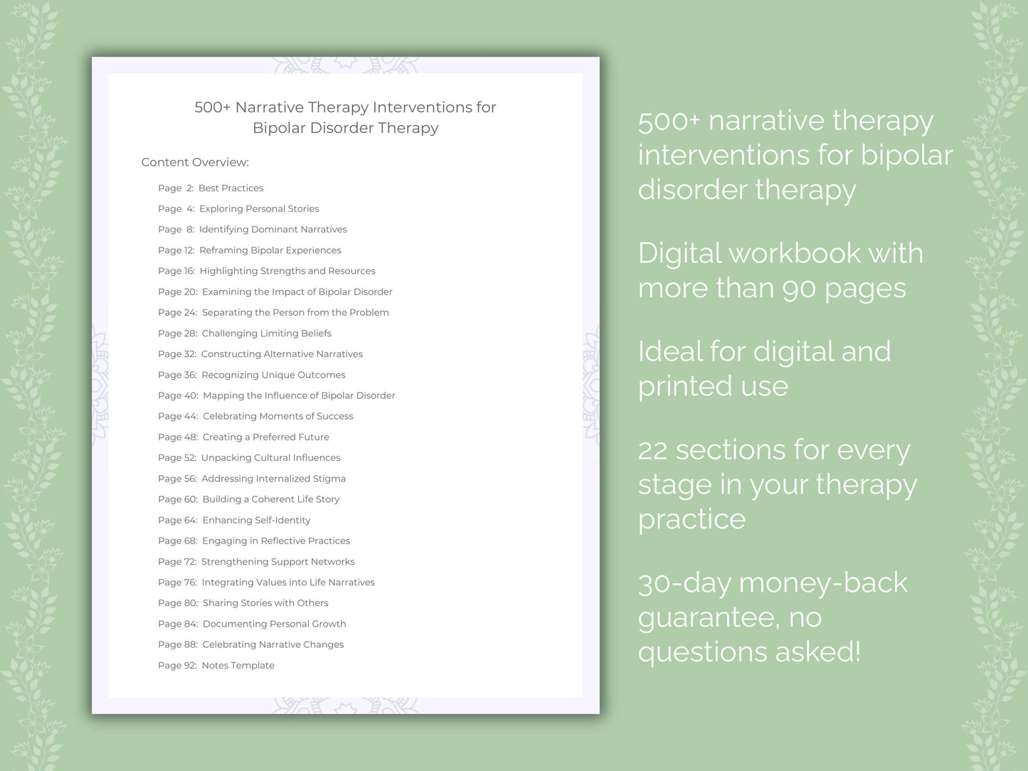 Bipolar Disorder Narrative Therapy Therapist Worksheets