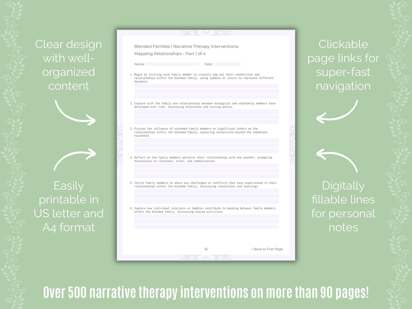 Blended Families Narrative Therapy Counseling Templates