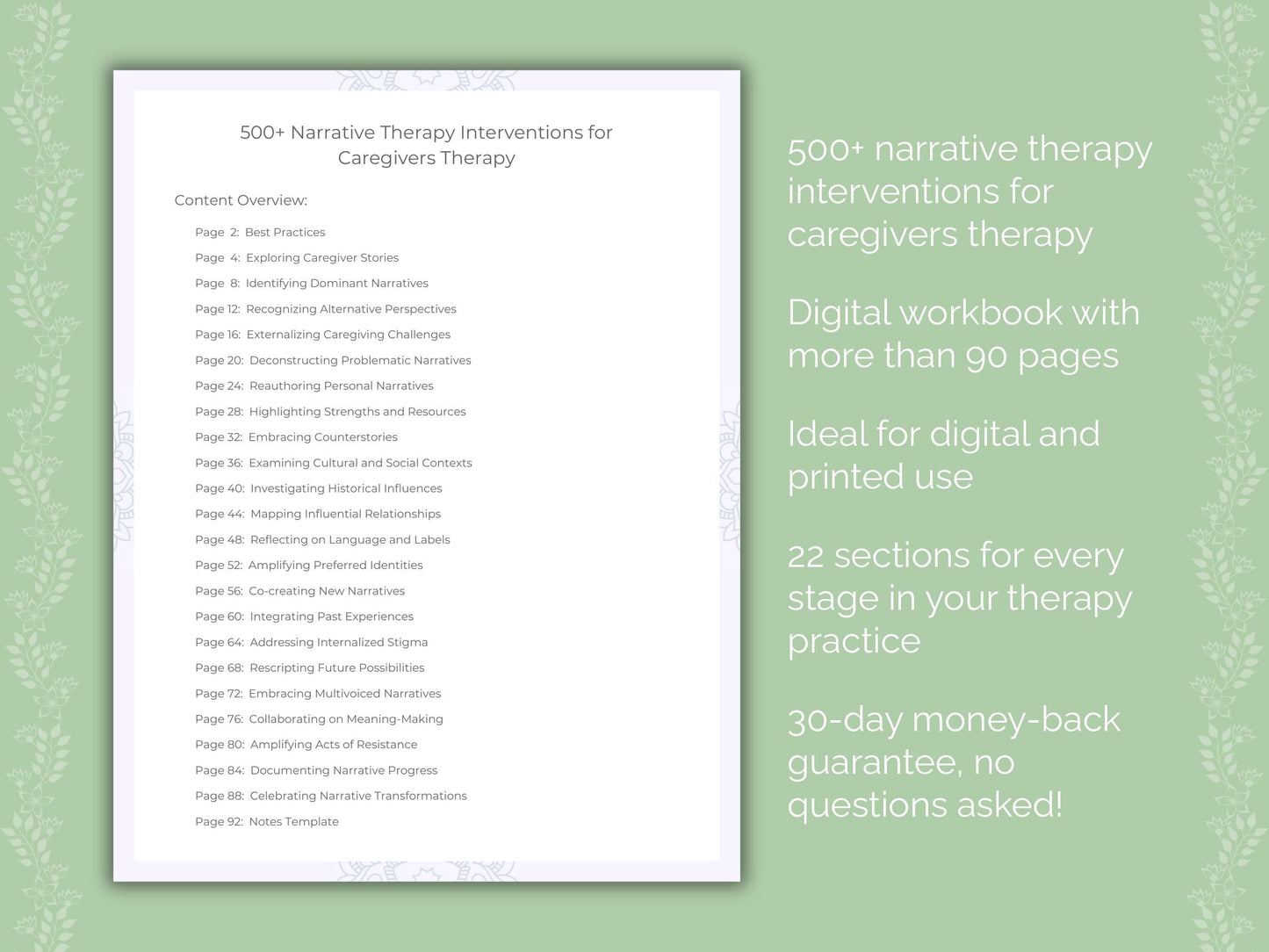 Caregivers Narrative Therapy Therapist Worksheets