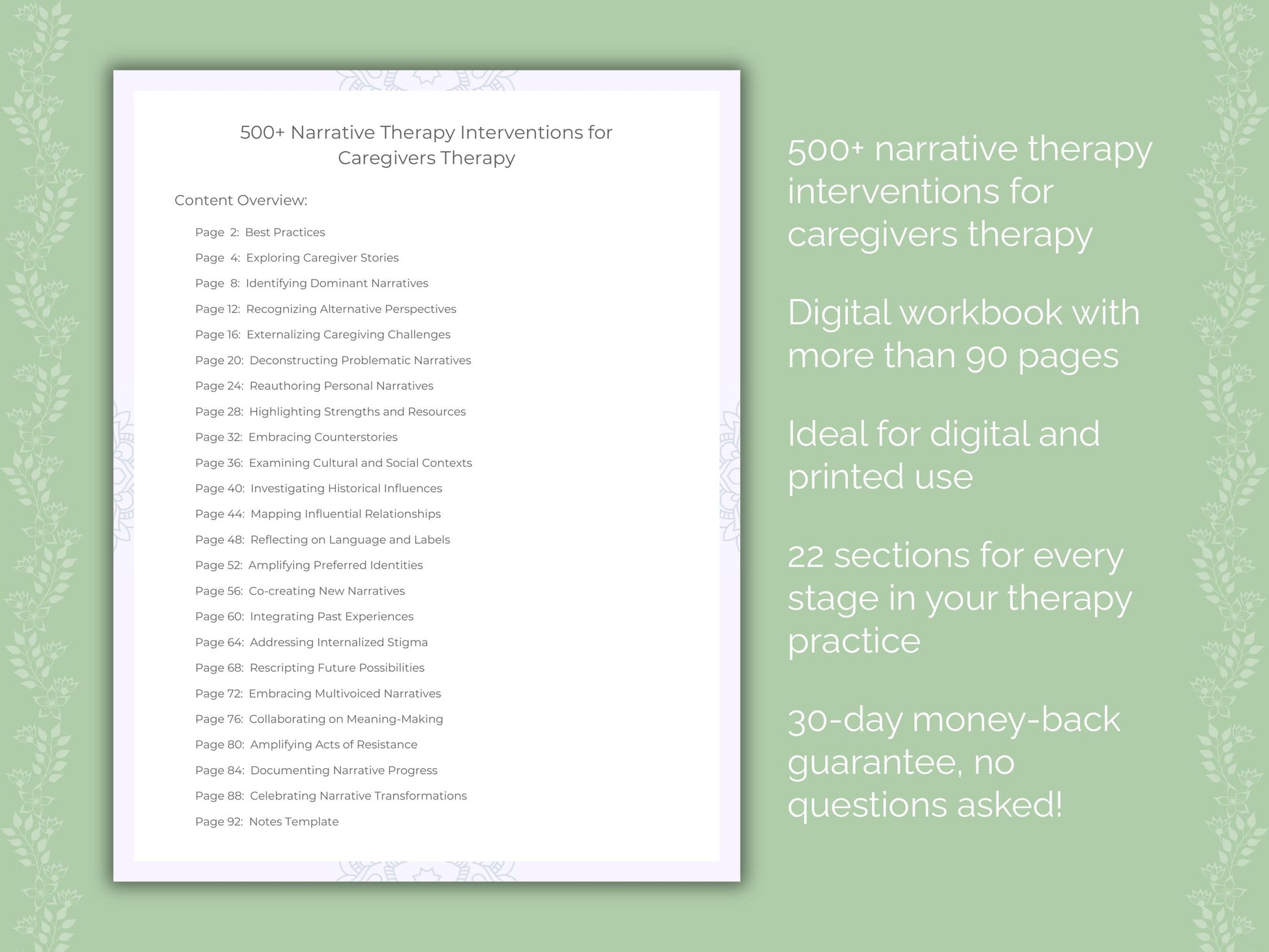 Caregivers Narrative Therapy Therapist Worksheets