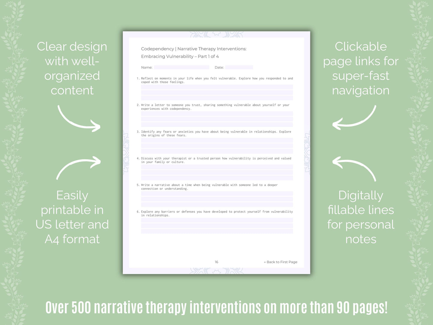 Codependency Narrative Therapy Counseling Templates