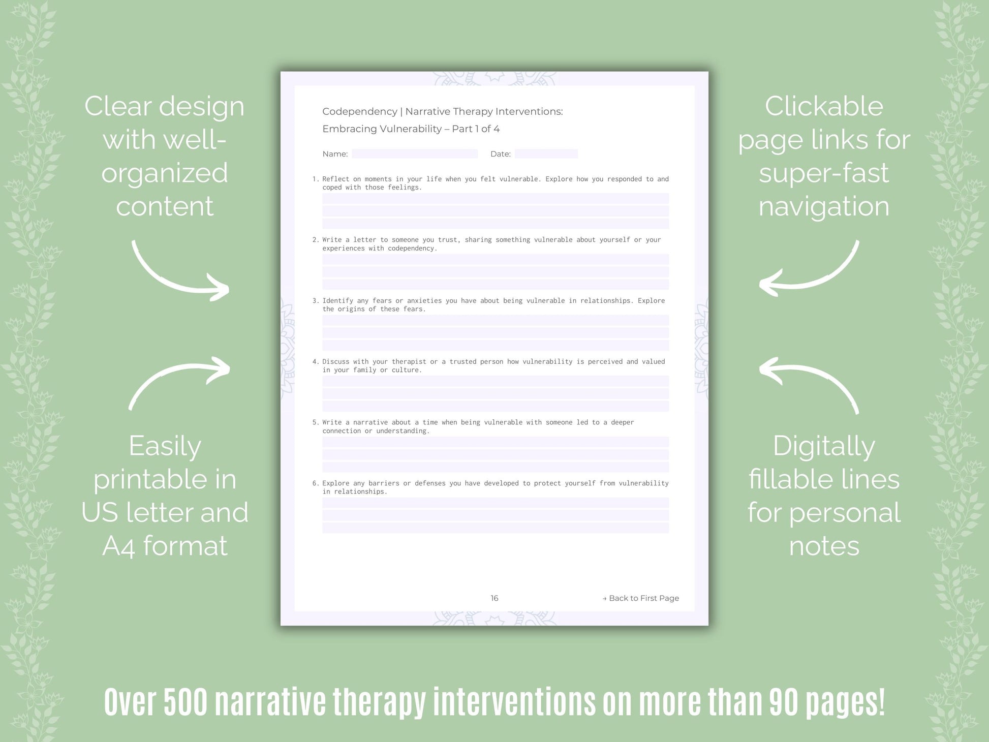 Codependency Narrative Therapy Counseling Templates