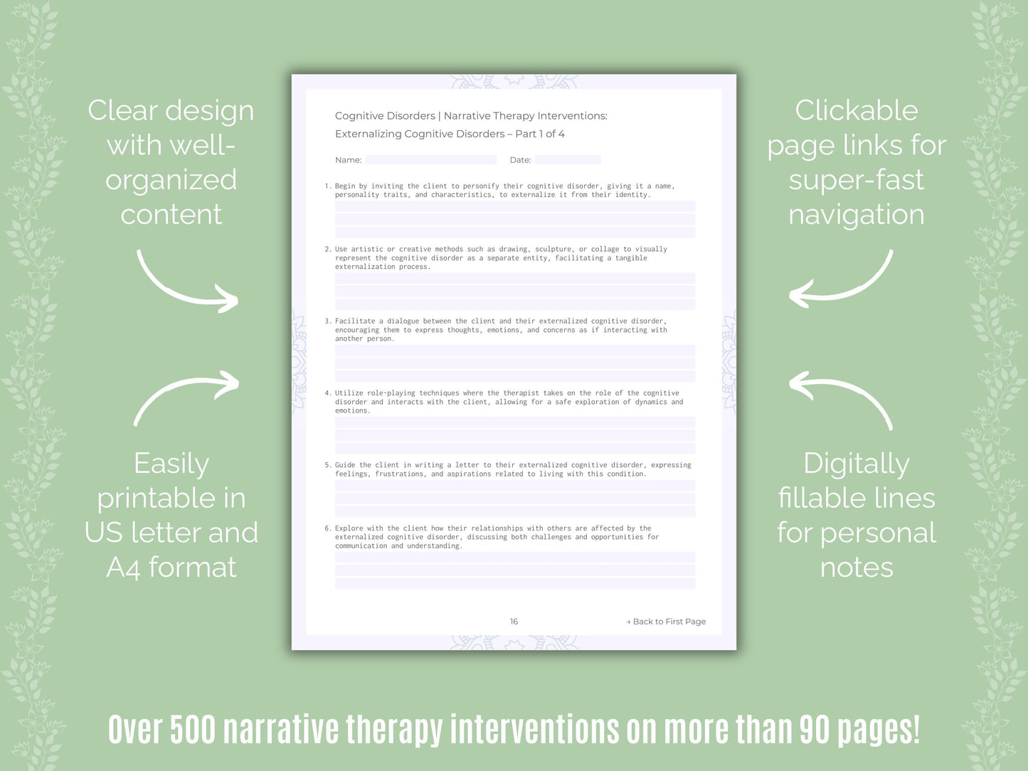 Cognitive Disorders Narrative Therapy Counseling Templates