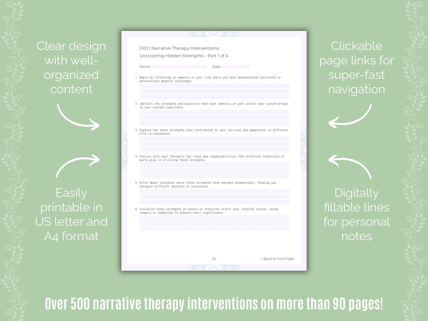 Dissociative Identity Disorder (DID) Narrative Therapy Counseling Templates