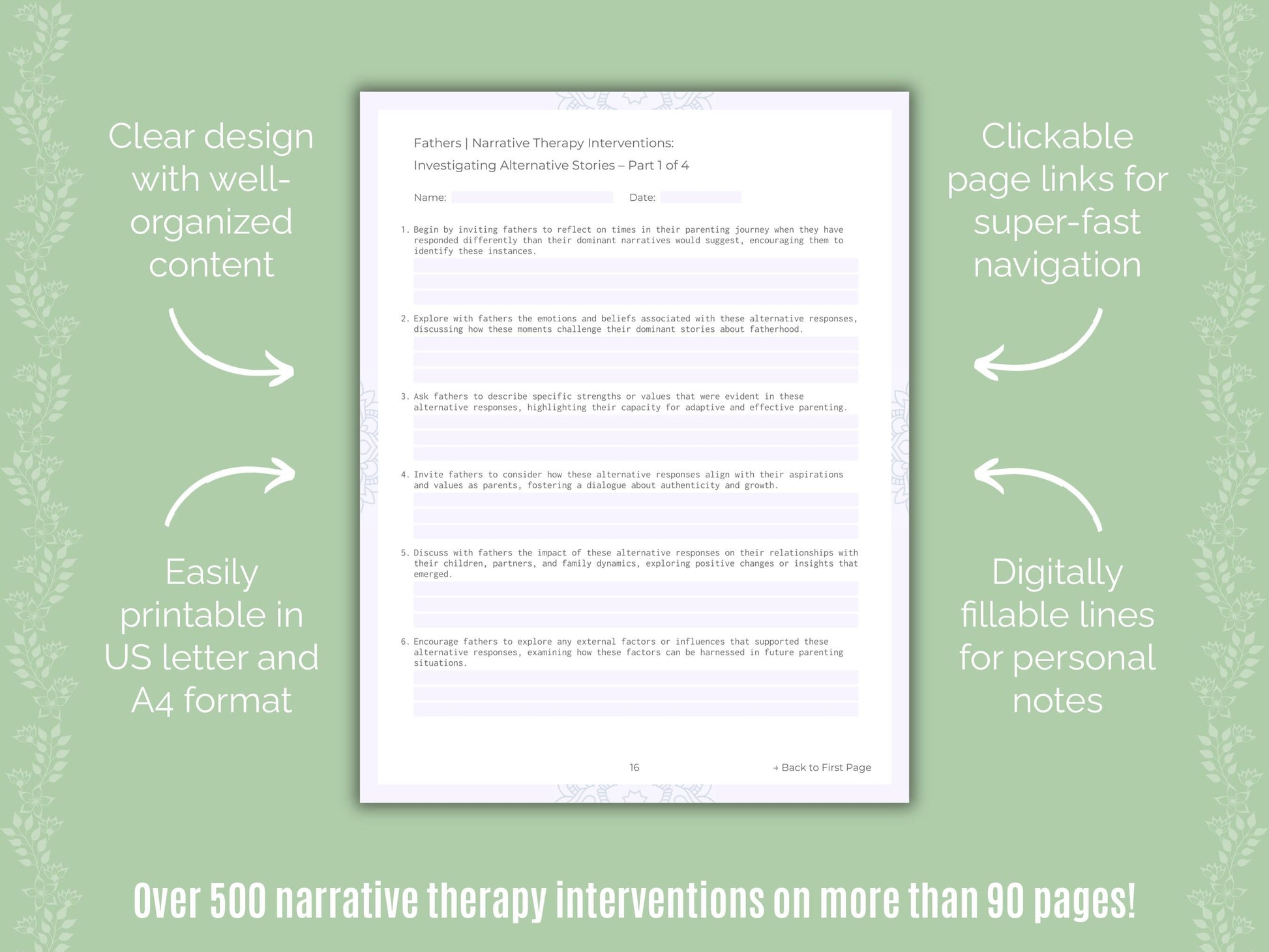 Fathers Narrative Therapy Counseling Templates