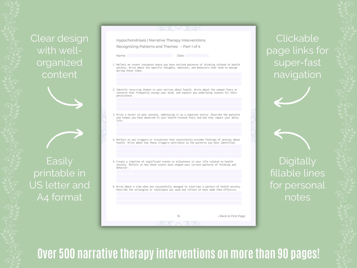 Hypochondriasis Narrative Therapy Counseling Templates