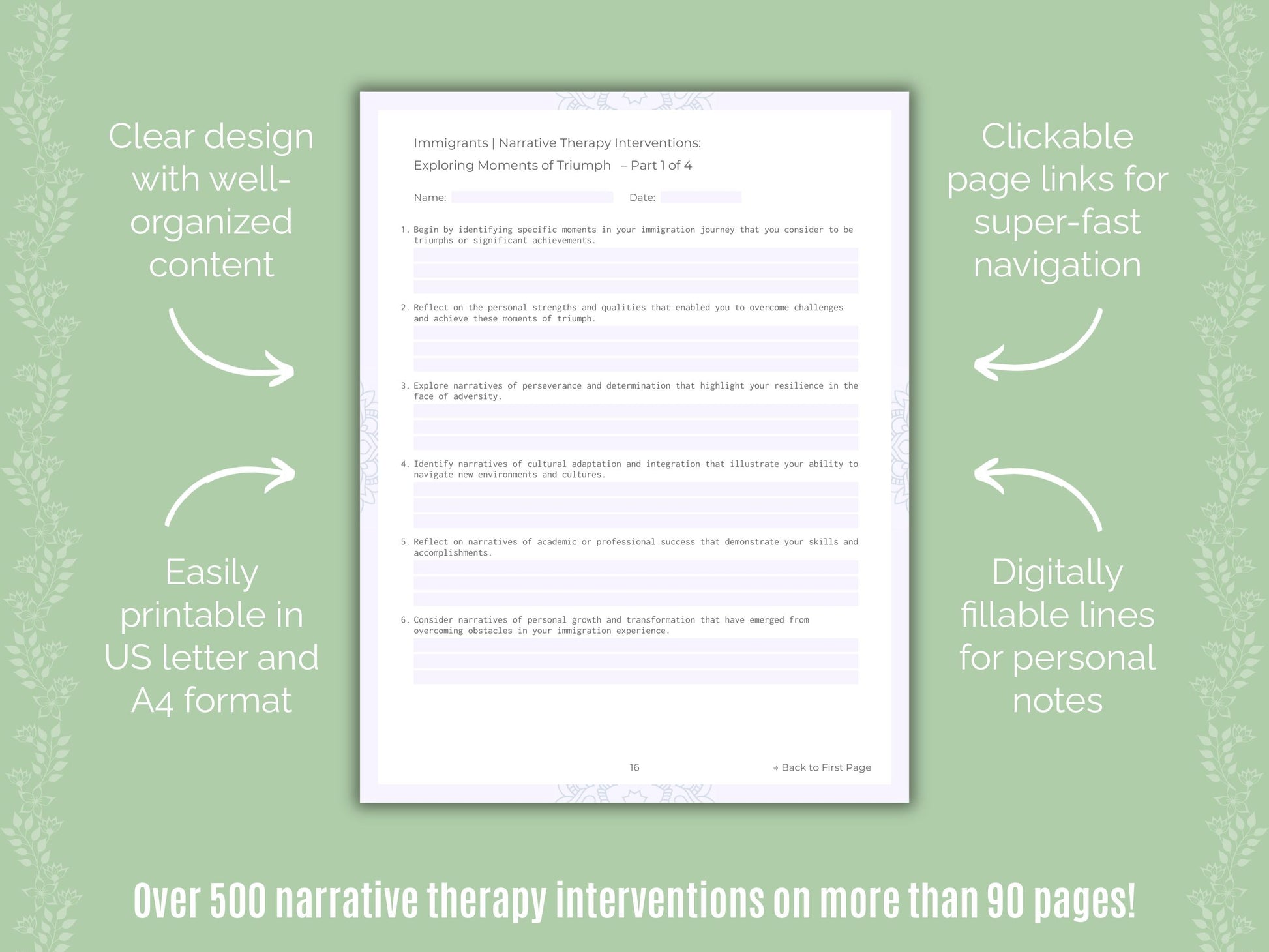 Immigrants Narrative Therapy Counseling Templates