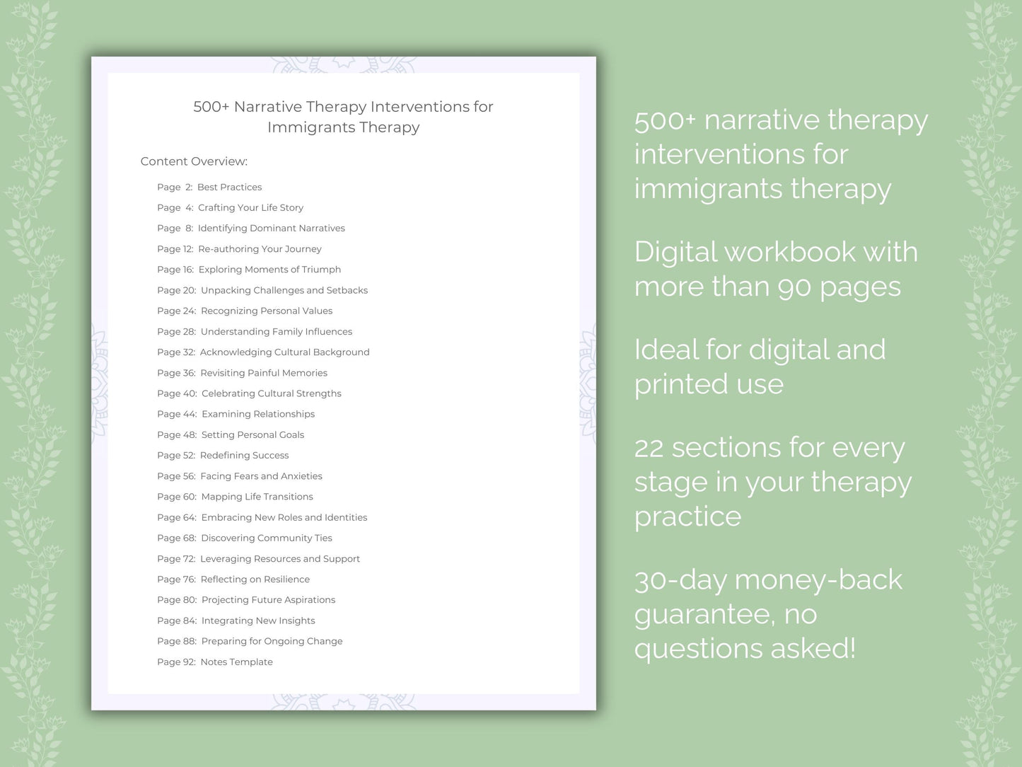 Immigrants Narrative Therapy Therapist Worksheets