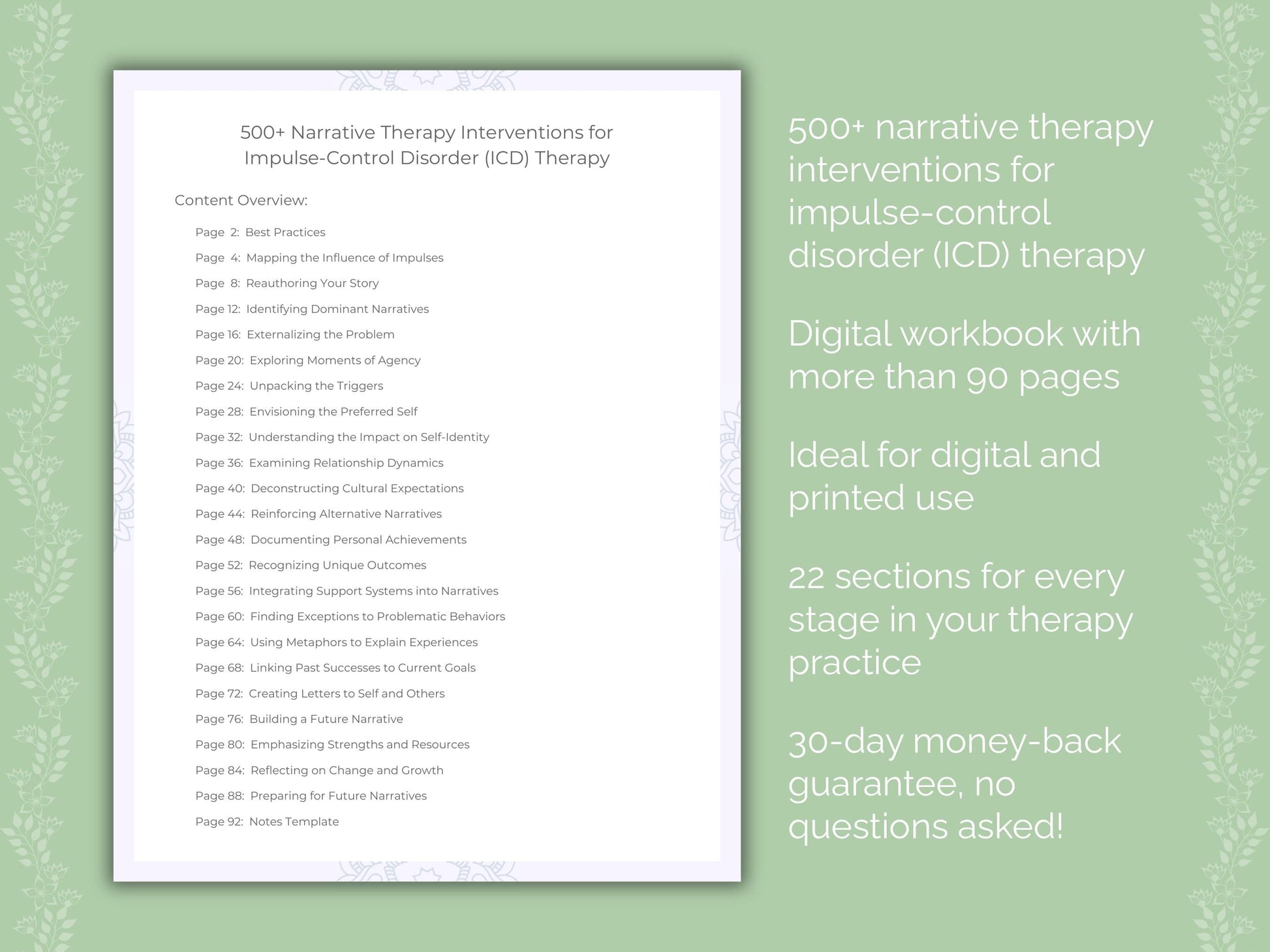 Impulse-Control Disorder (ICD) Narrative Therapy Therapist Worksheets