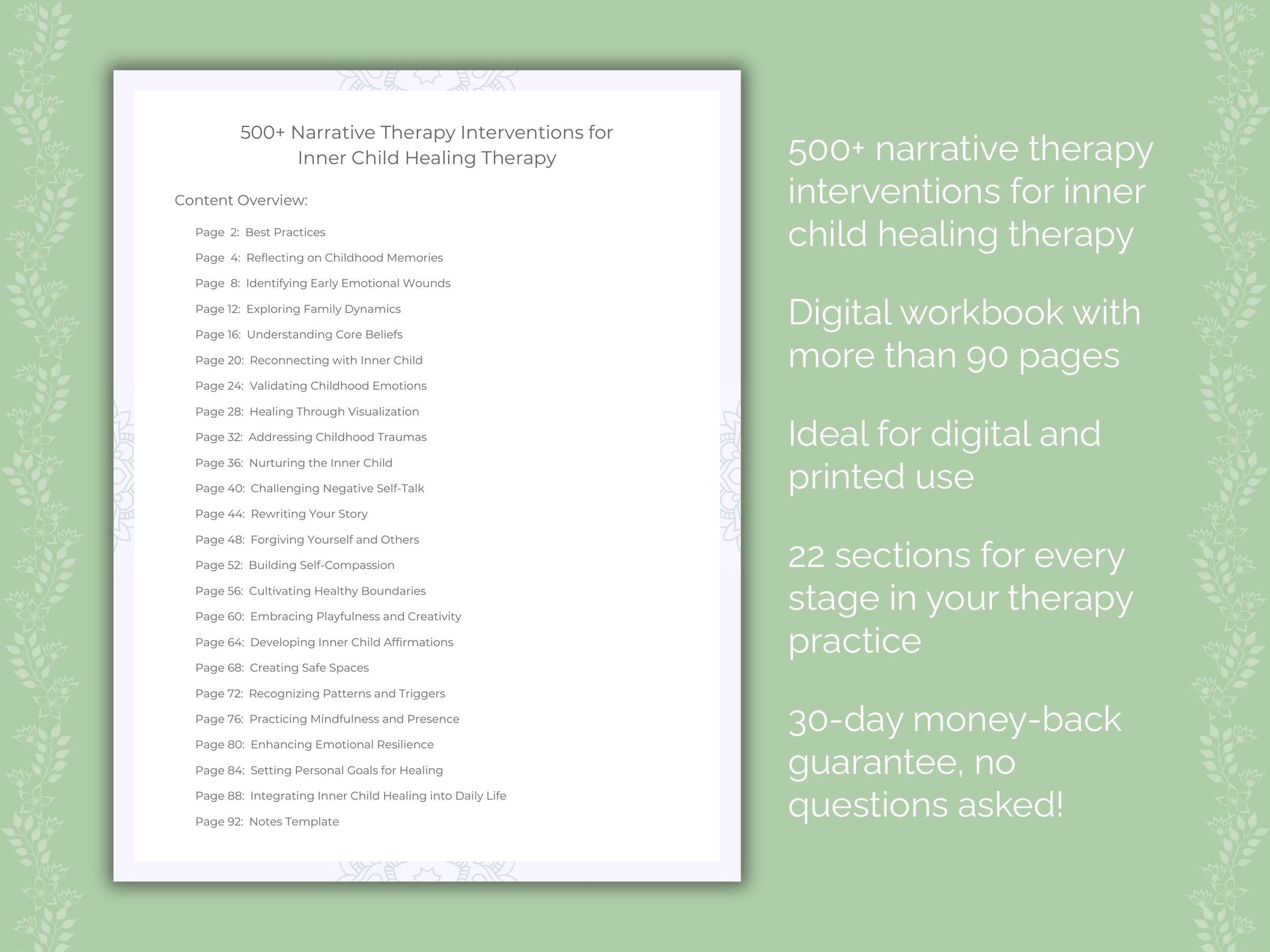 Inner Child Healing Narrative Therapy Therapist Worksheets