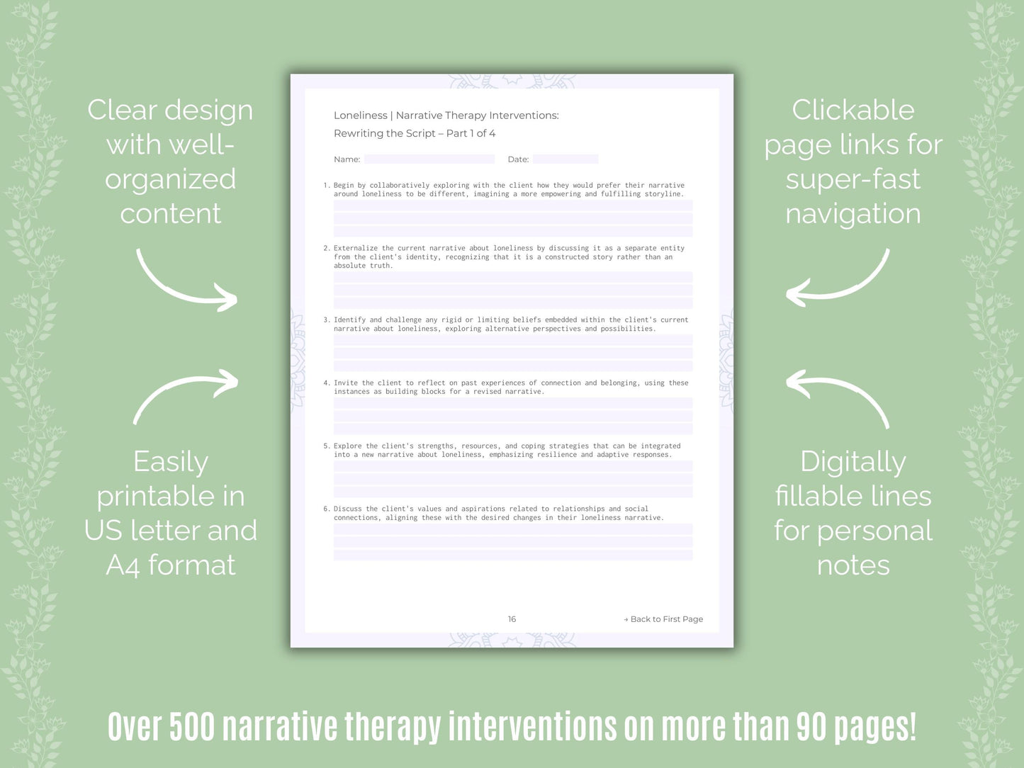 Loneliness Narrative Therapy Counseling Templates