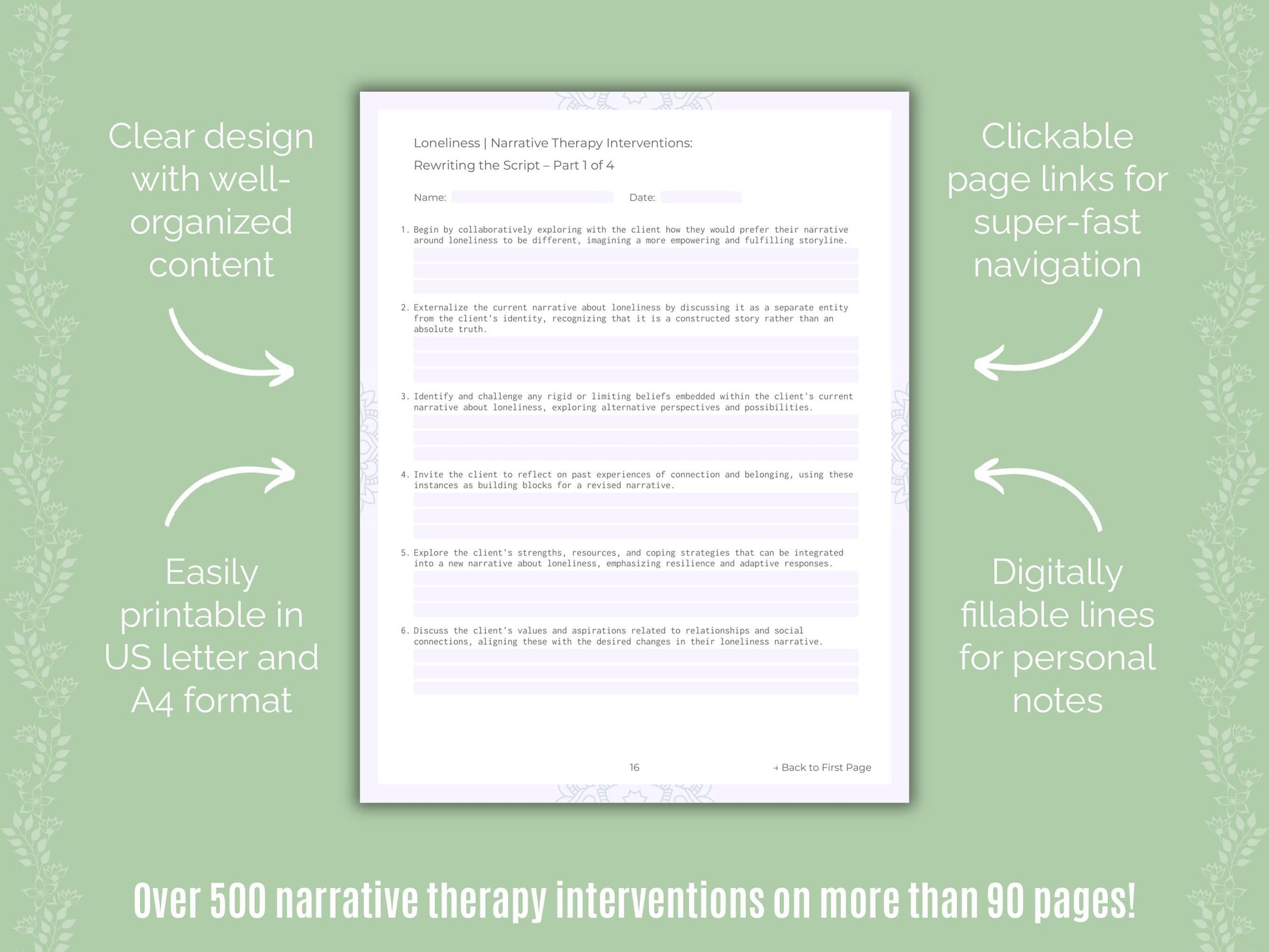 Loneliness Narrative Therapy Counseling Templates