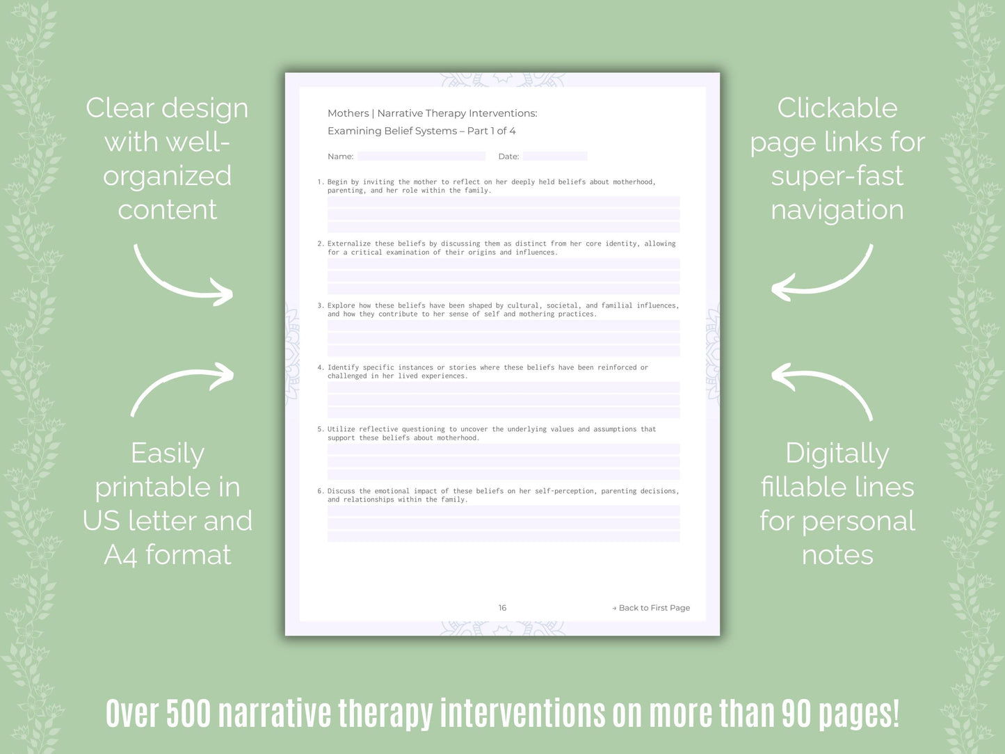 Mothers Narrative Therapy Counseling Templates