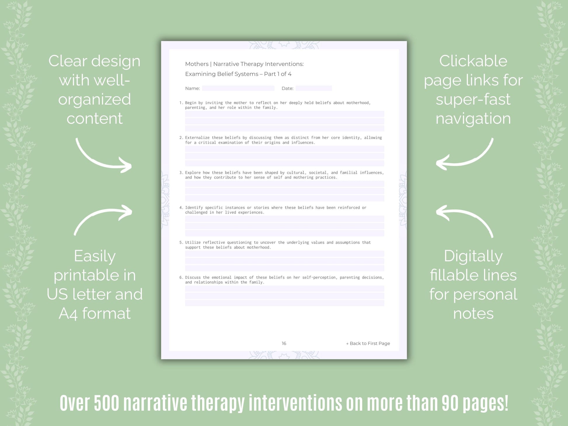 Mothers Narrative Therapy Counseling Templates