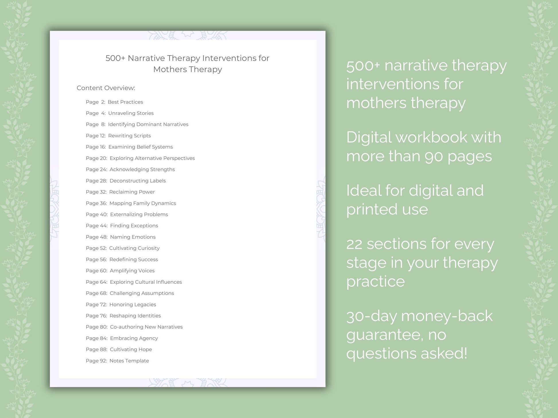 Mothers Narrative Therapy Therapist Worksheets