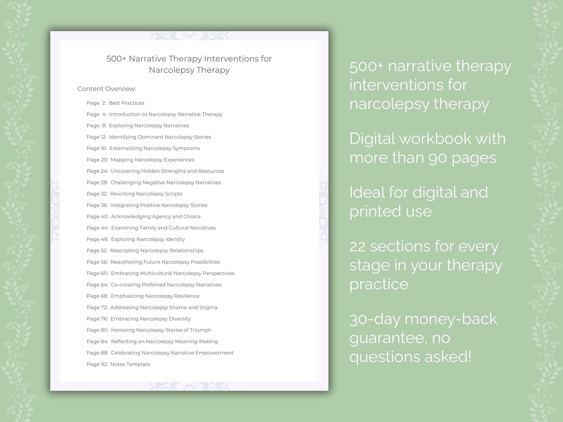 Narcolepsy Narrative Therapy Therapist Worksheets