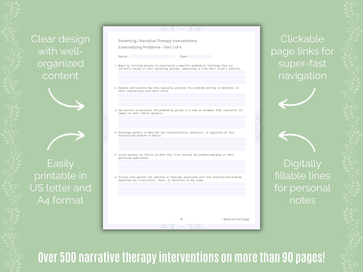 Parenting Narrative Therapy Counseling Templates