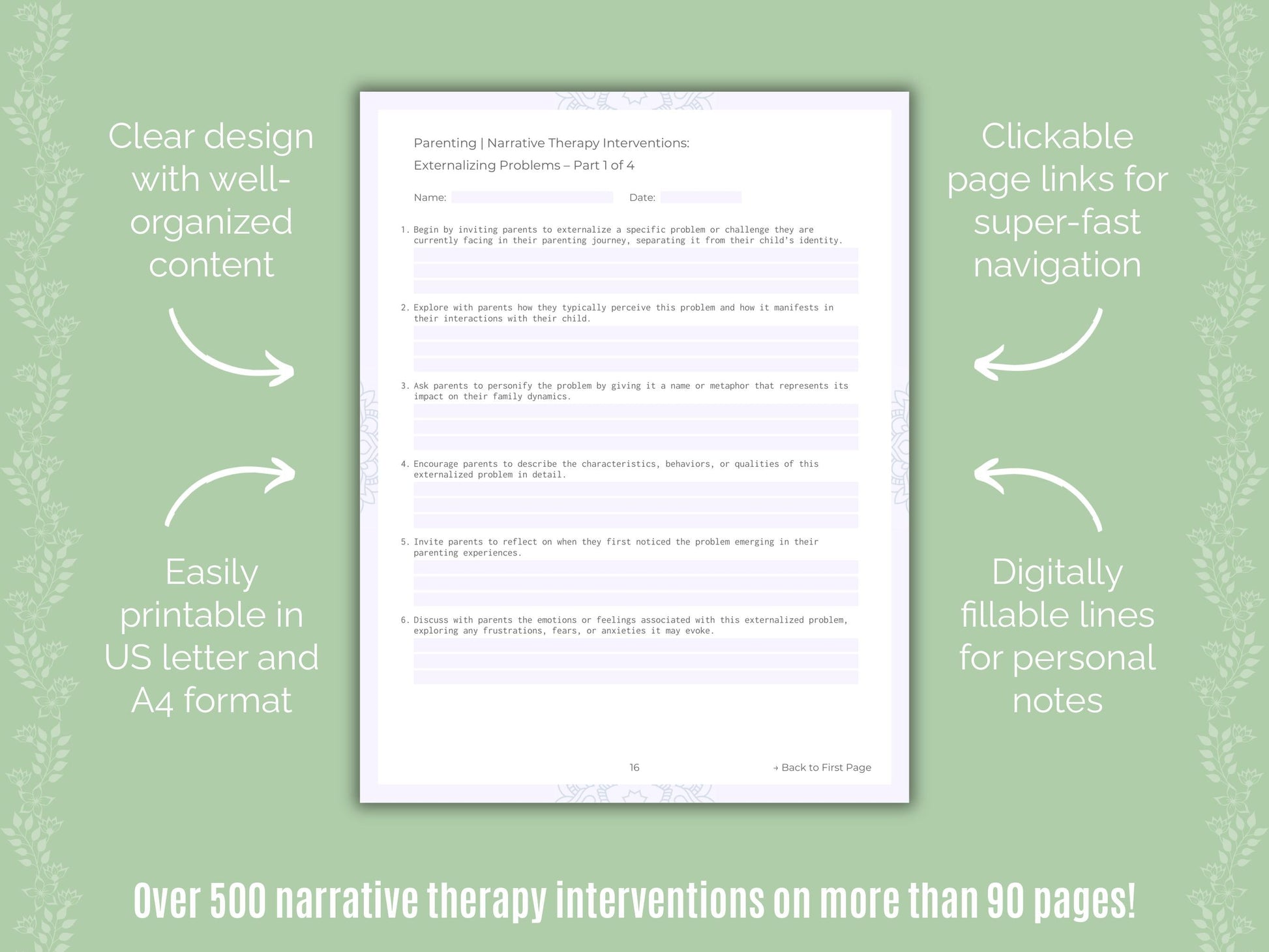 Parenting Narrative Therapy Counseling Templates