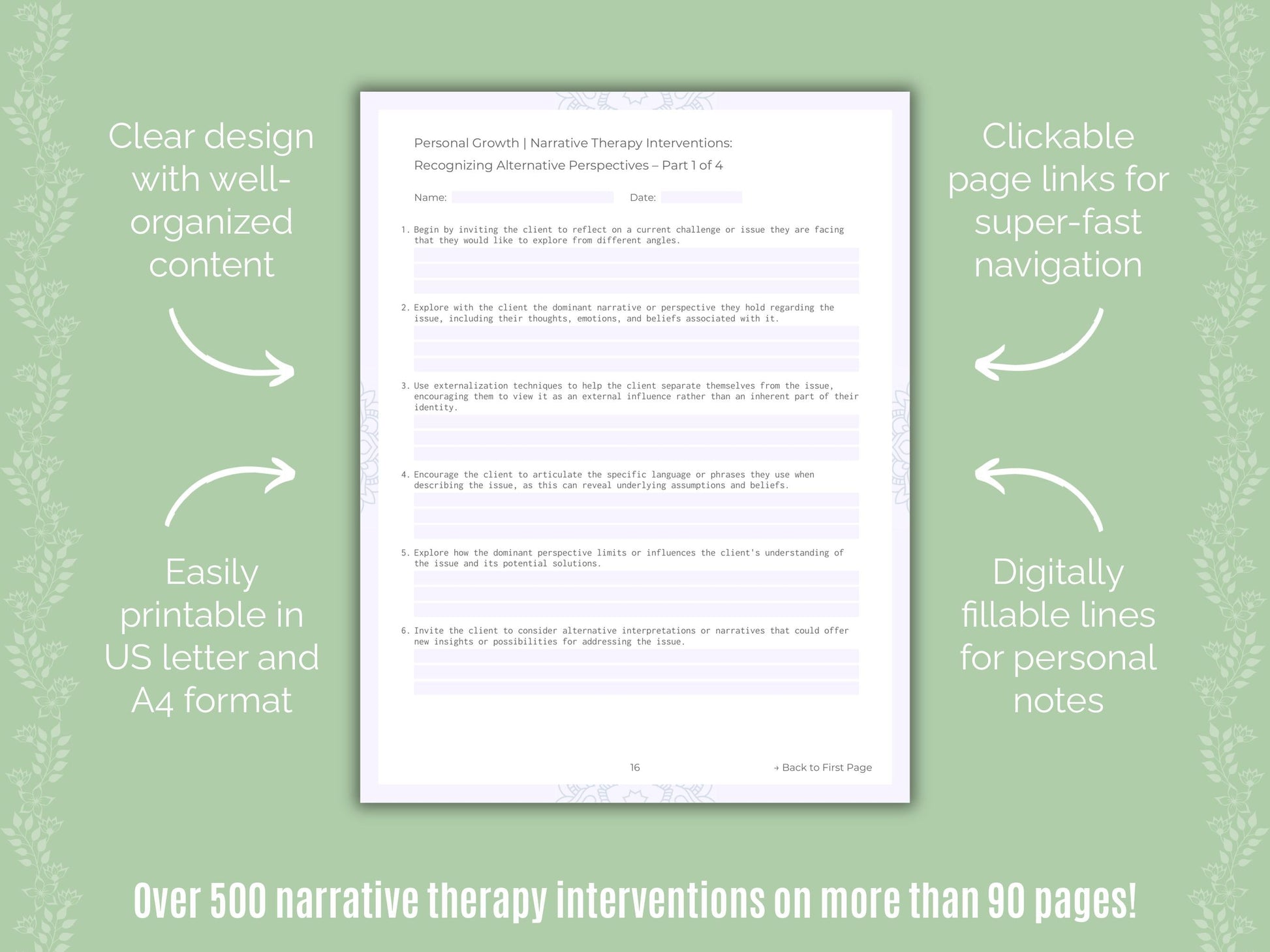 Personal Growth Narrative Therapy Counseling Templates