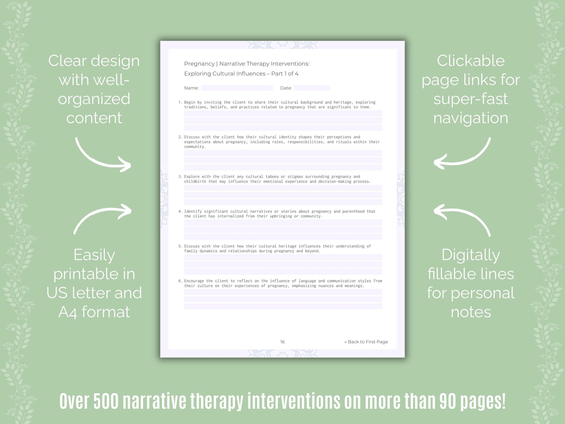 Pregnancy Narrative Therapy Counseling Templates
