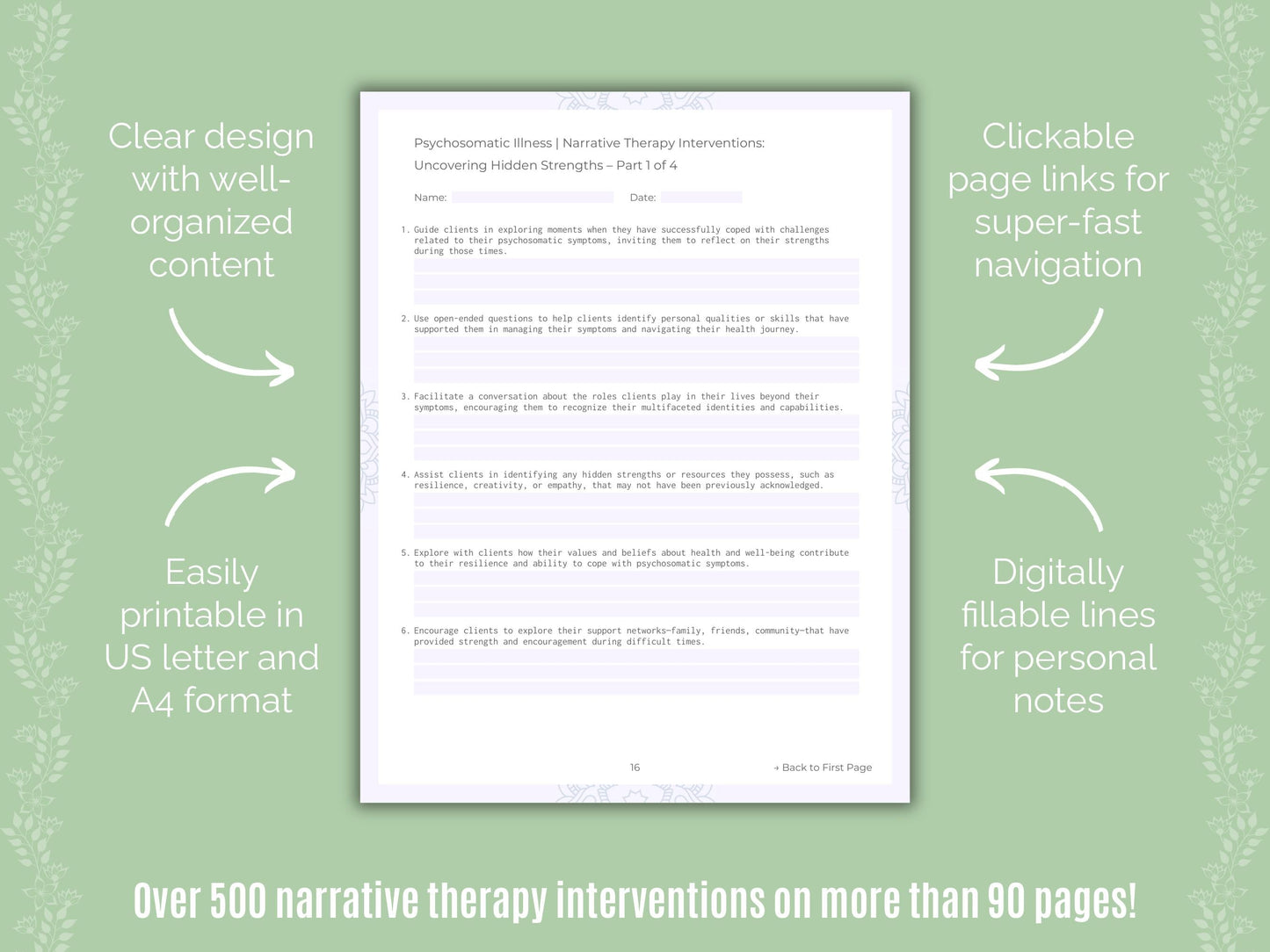Psychosomatic Illness Narrative Therapy Counseling Templates