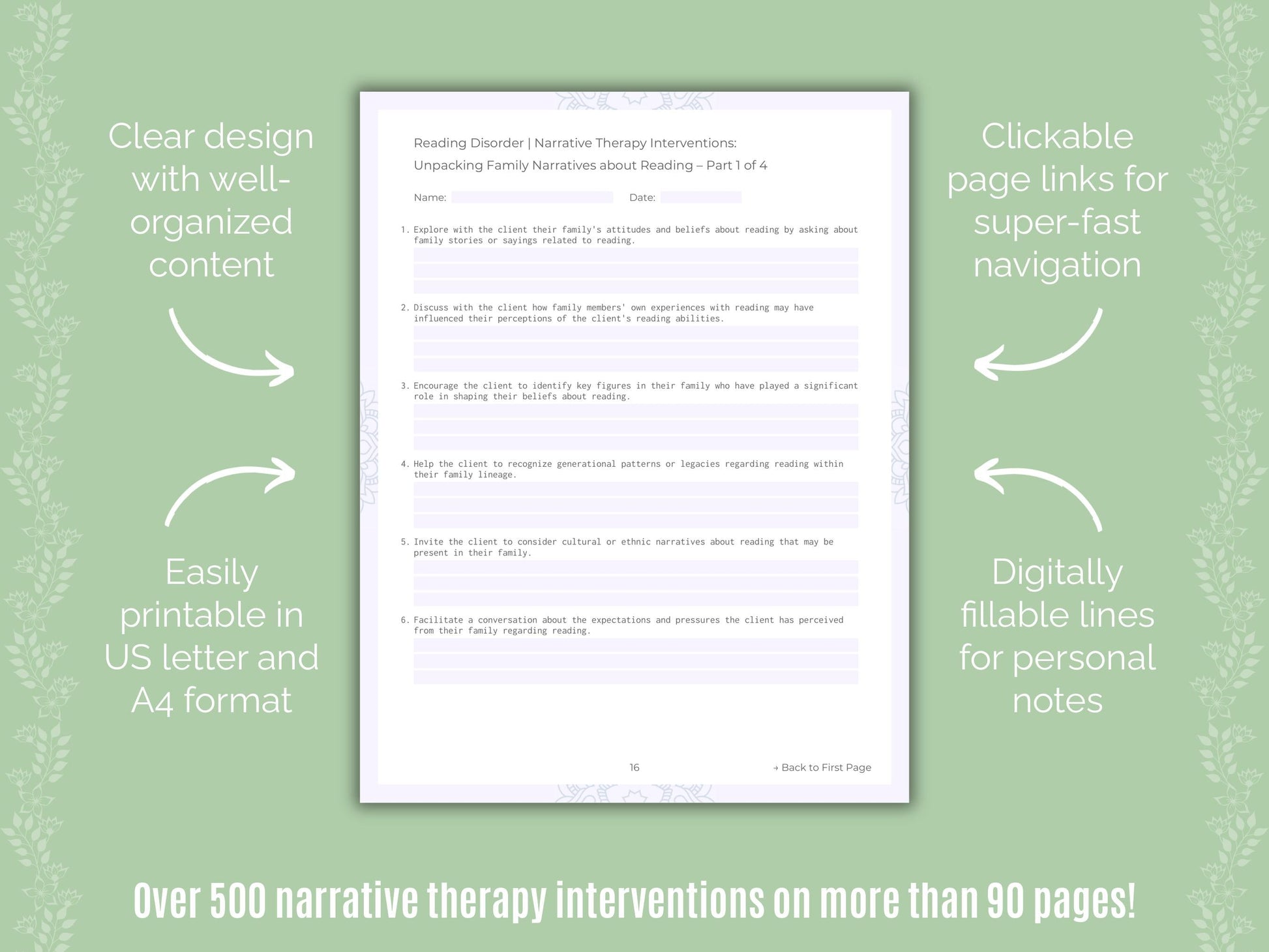 Reading Disorder Narrative Therapy Counseling Templates