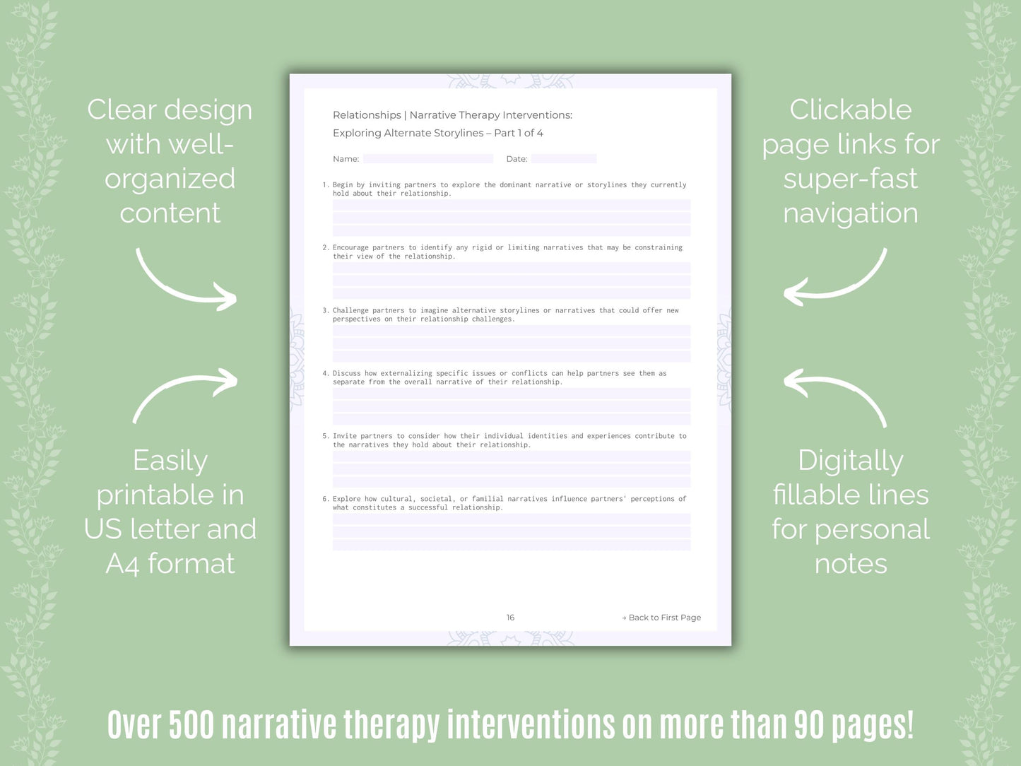 Relationships Narrative Therapy Counseling Templates