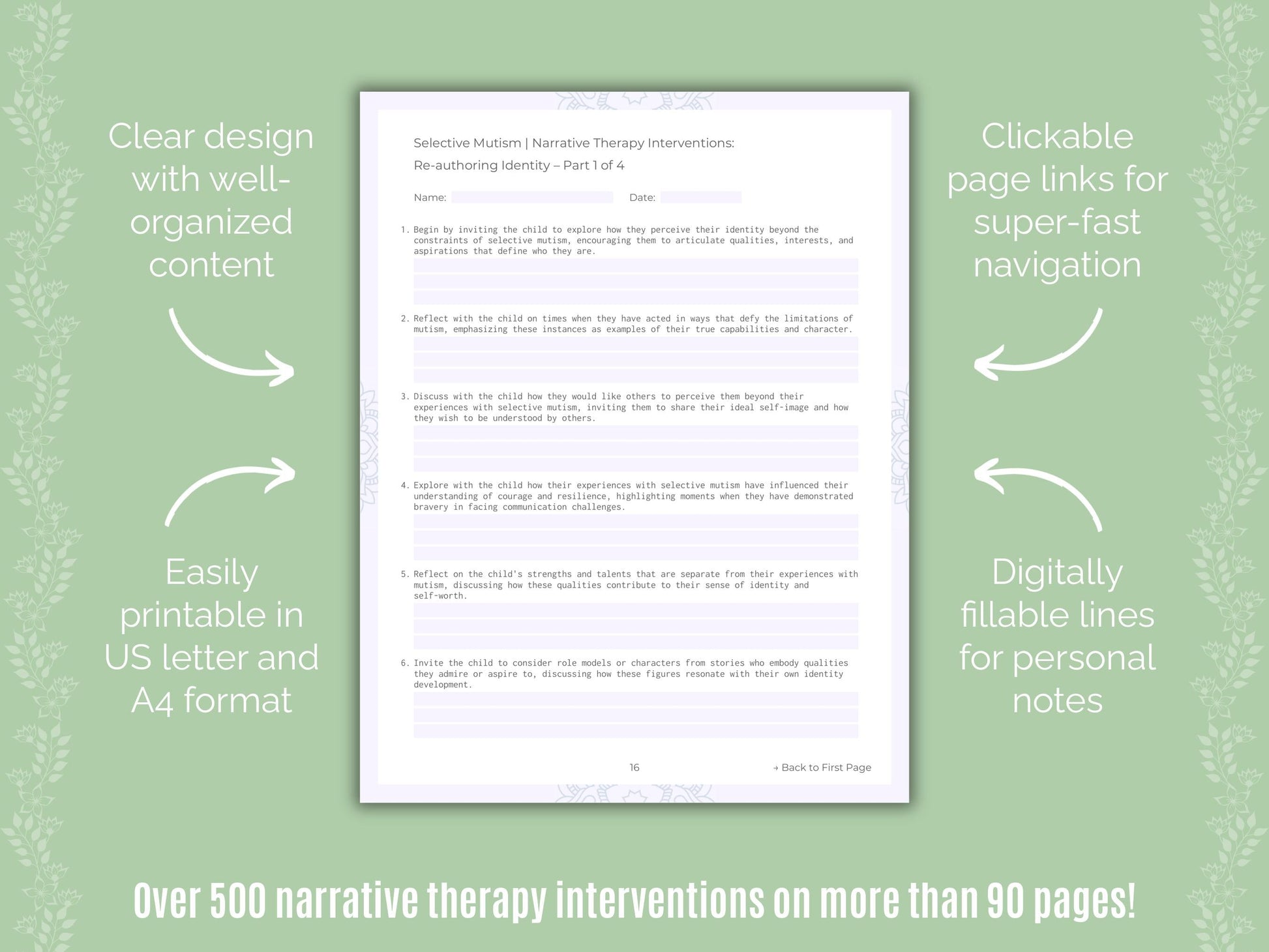 Selective Mutism Narrative Therapy Counseling Templates