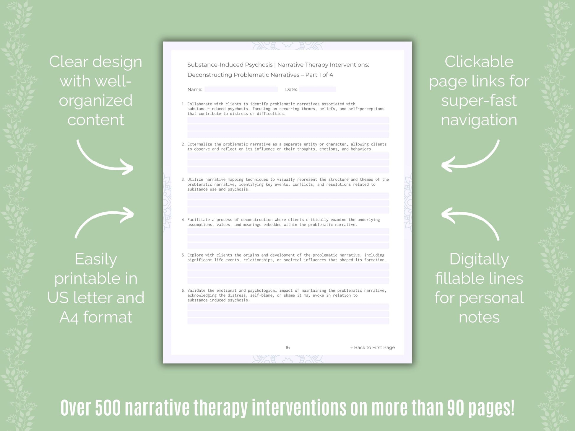 Substance-Induced Psychosis Narrative Therapy Counseling Templates