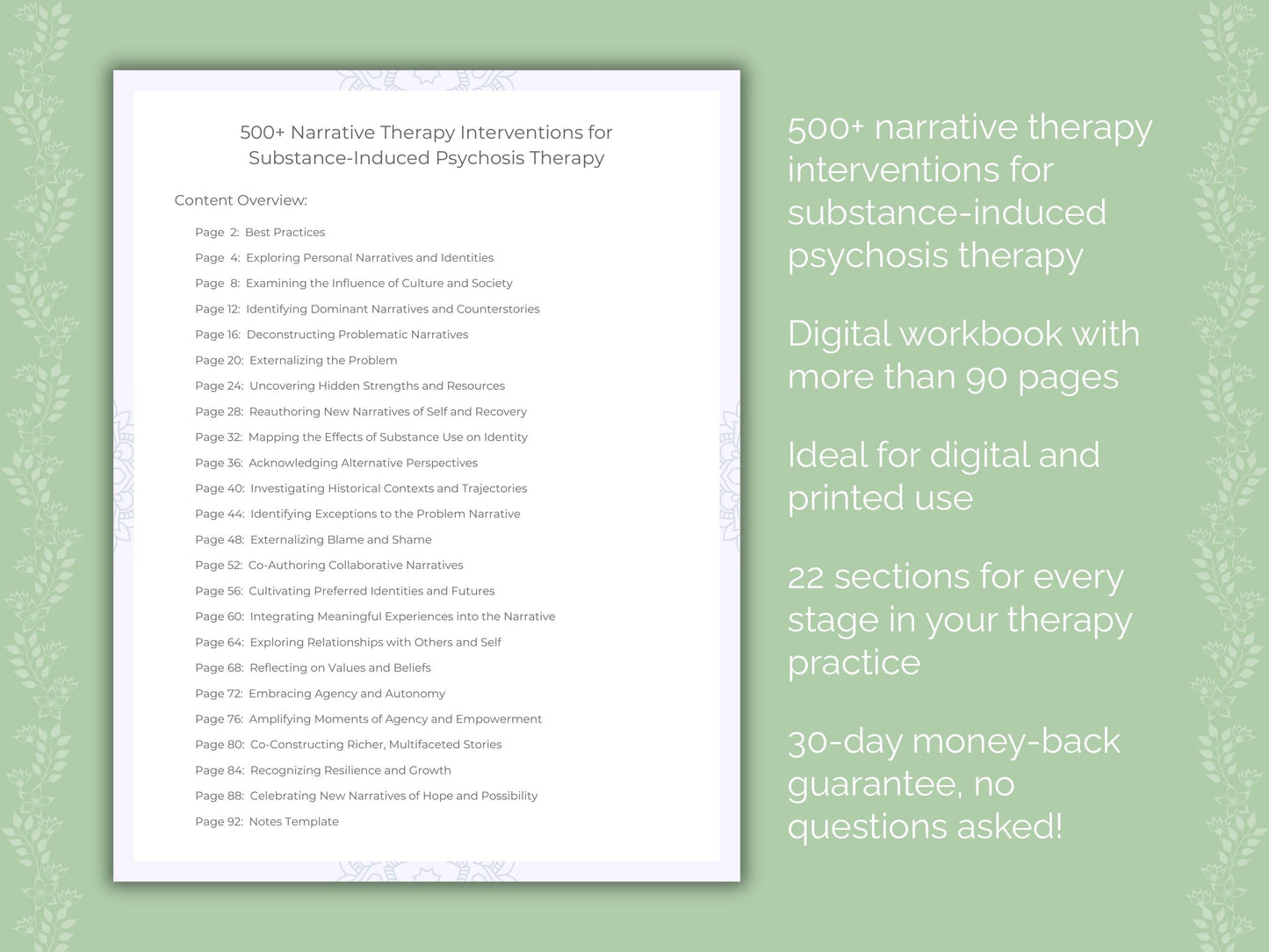 Substance-Induced Psychosis Narrative Therapy Therapist Worksheets