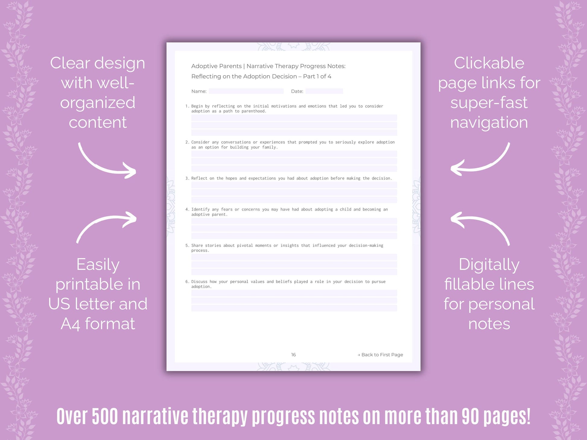 Adoptive Parents Narrative Therapy Counseling Templates