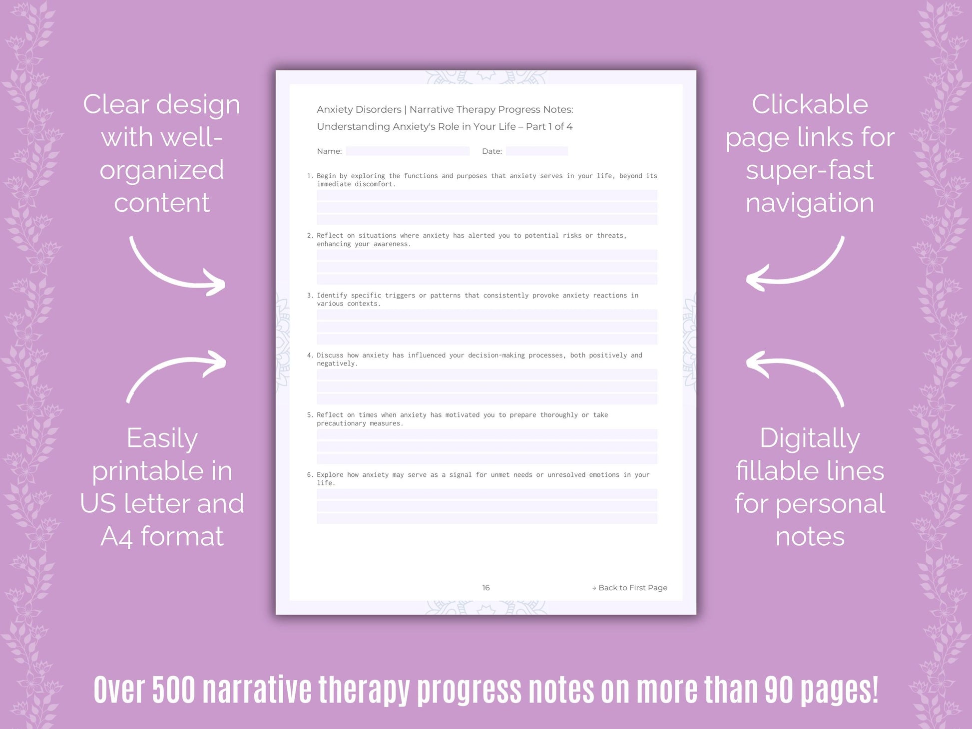 Anxiety Disorders Narrative Therapy Counseling Templates