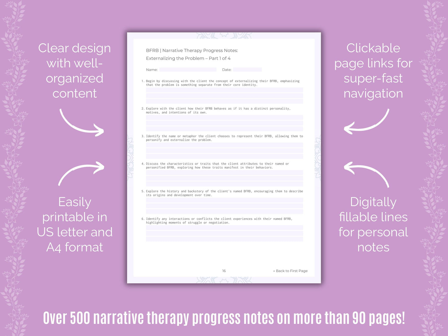 Body-Focused Repetitive Behavior (BFRB) Narrative Therapy Counseling Templates