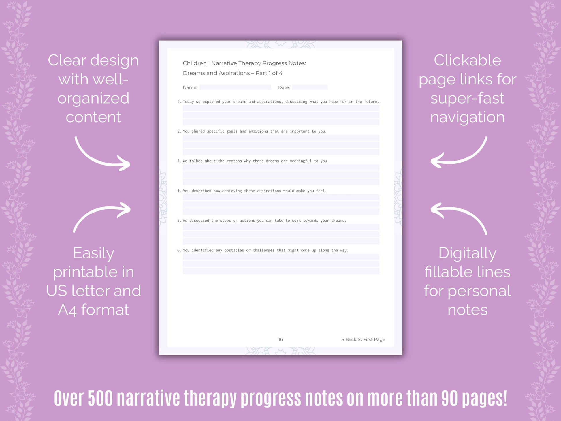 Children Narrative Therapy Counseling Templates