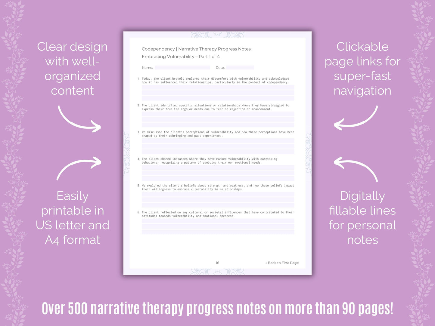 Codependency Narrative Therapy Counseling Templates