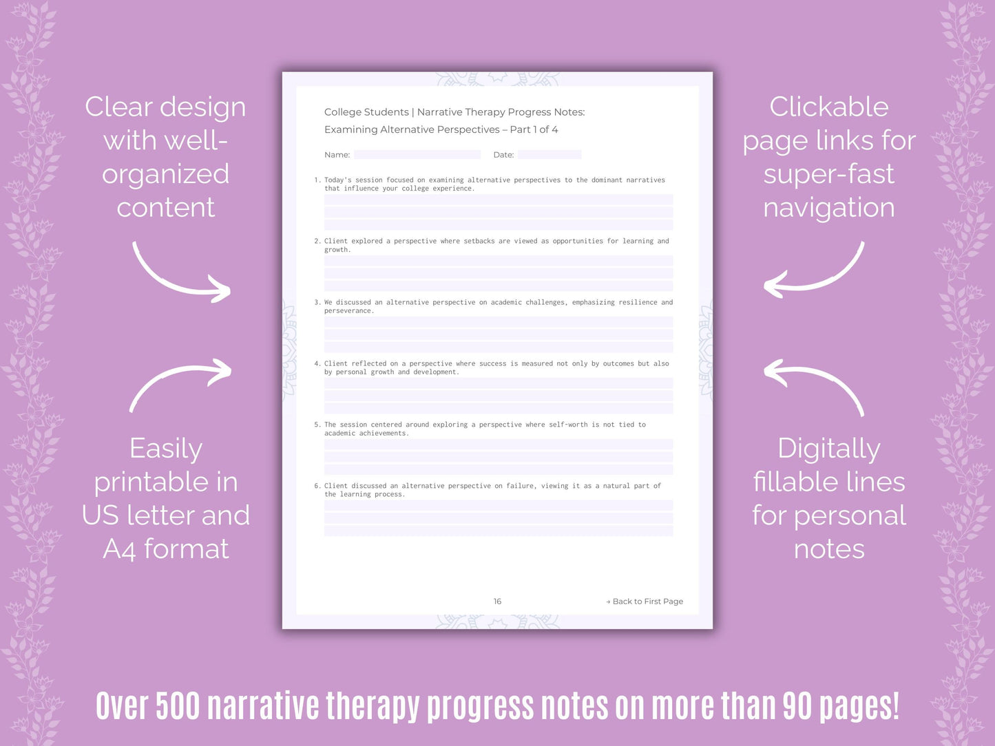 College Students Narrative Therapy Counseling Templates