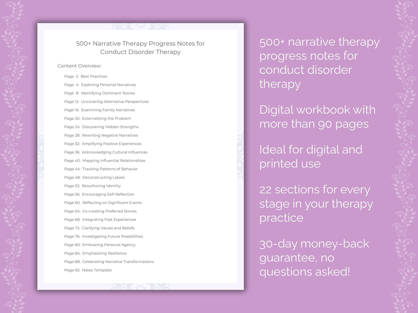 Conduct Disorder Narrative Therapy Therapist Worksheets