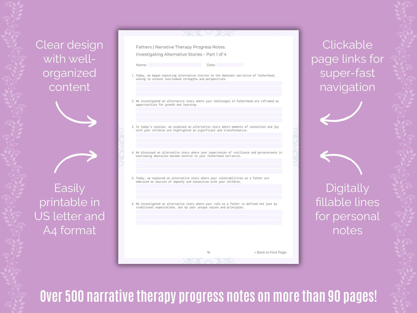 Fathers Narrative Therapy Counseling Templates