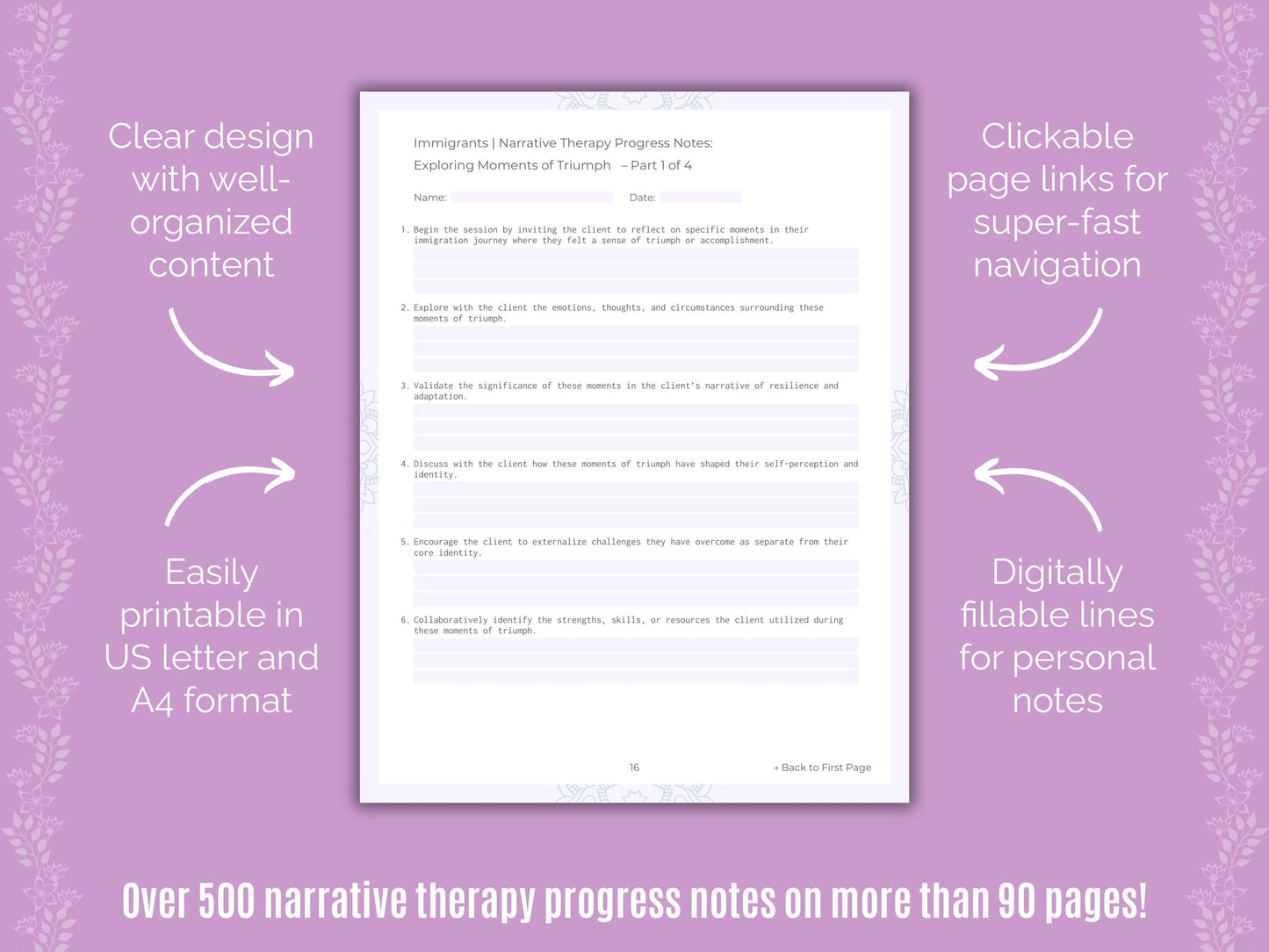 Immigrants Narrative Therapy Counseling Templates