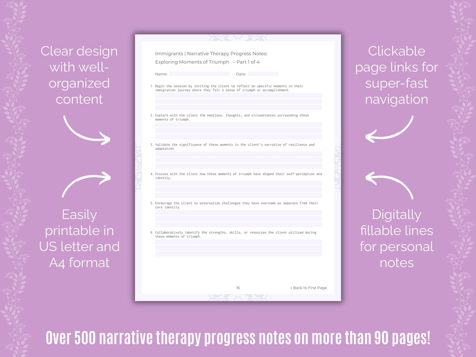 Immigrants Narrative Therapy Counseling Templates