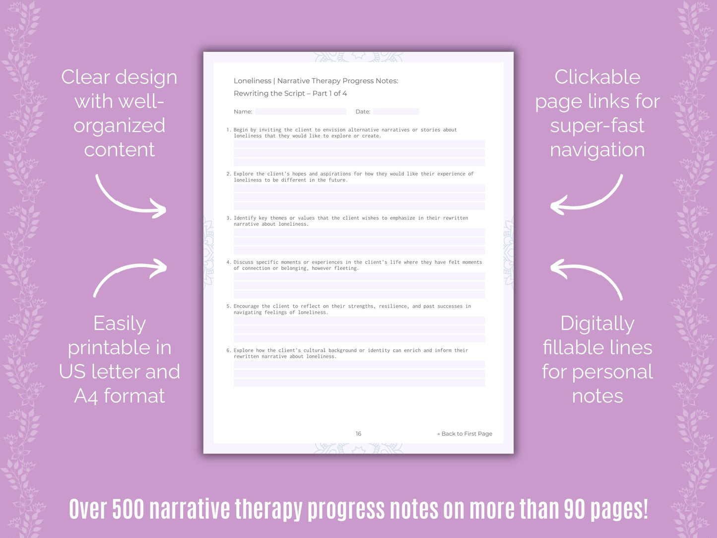 Loneliness Narrative Therapy Counseling Templates