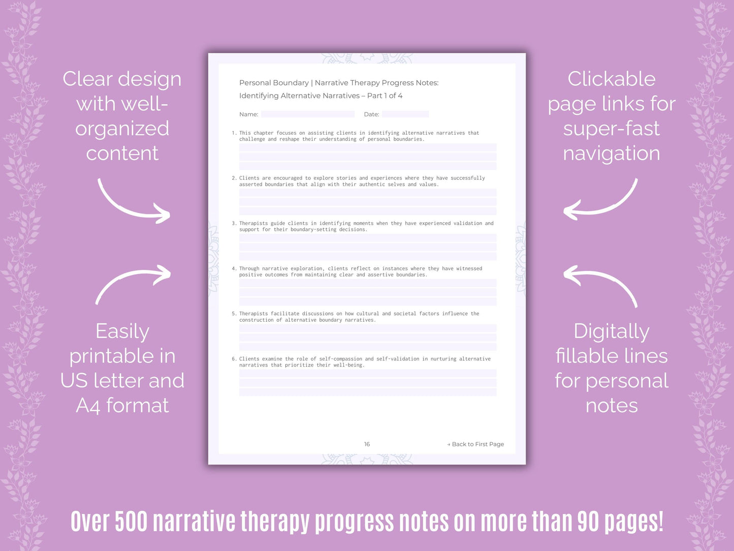 Personal Boundary Narrative Therapy Counseling Templates