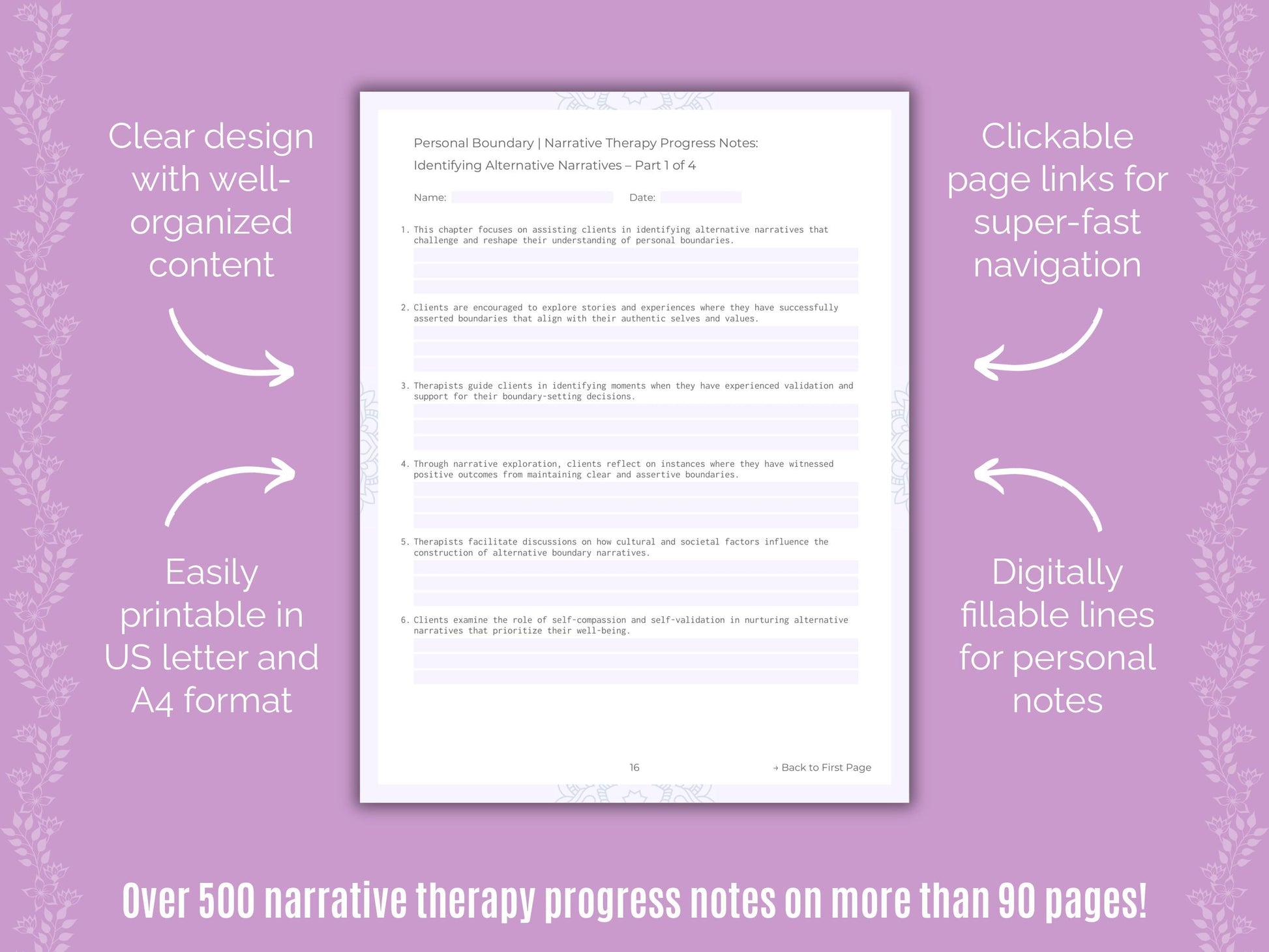 Personal Boundary Narrative Therapy Counseling Templates