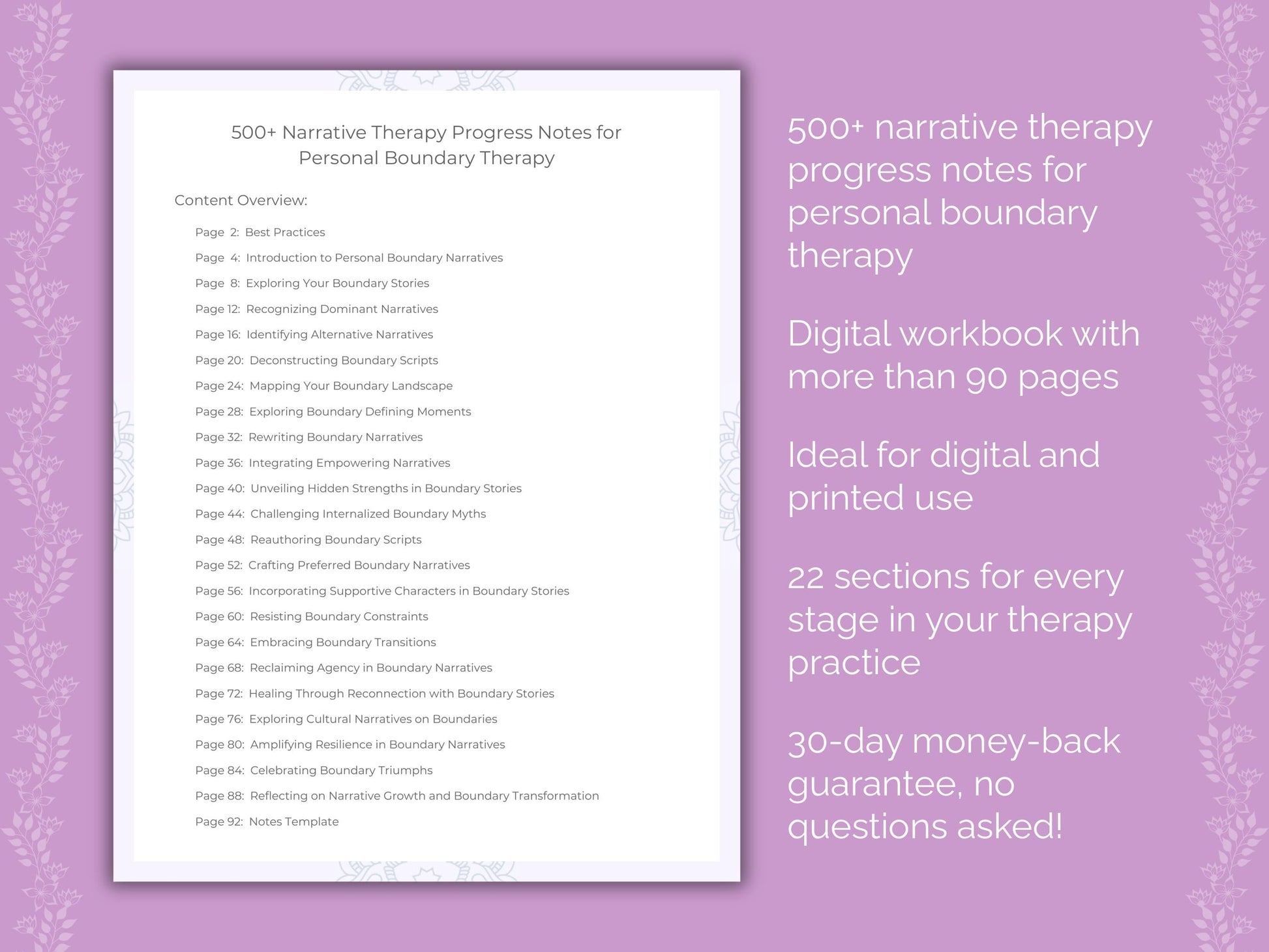 Personal Boundary Narrative Therapy Therapist Worksheets