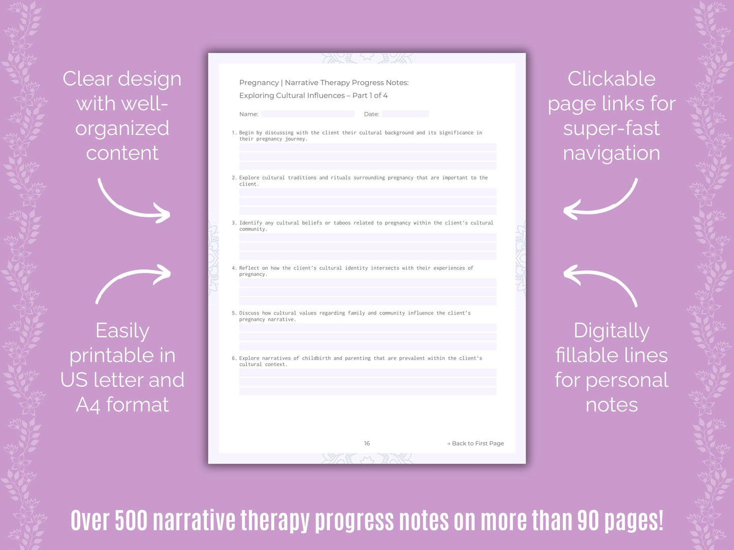 Pregnancy Narrative Therapy Counseling Templates