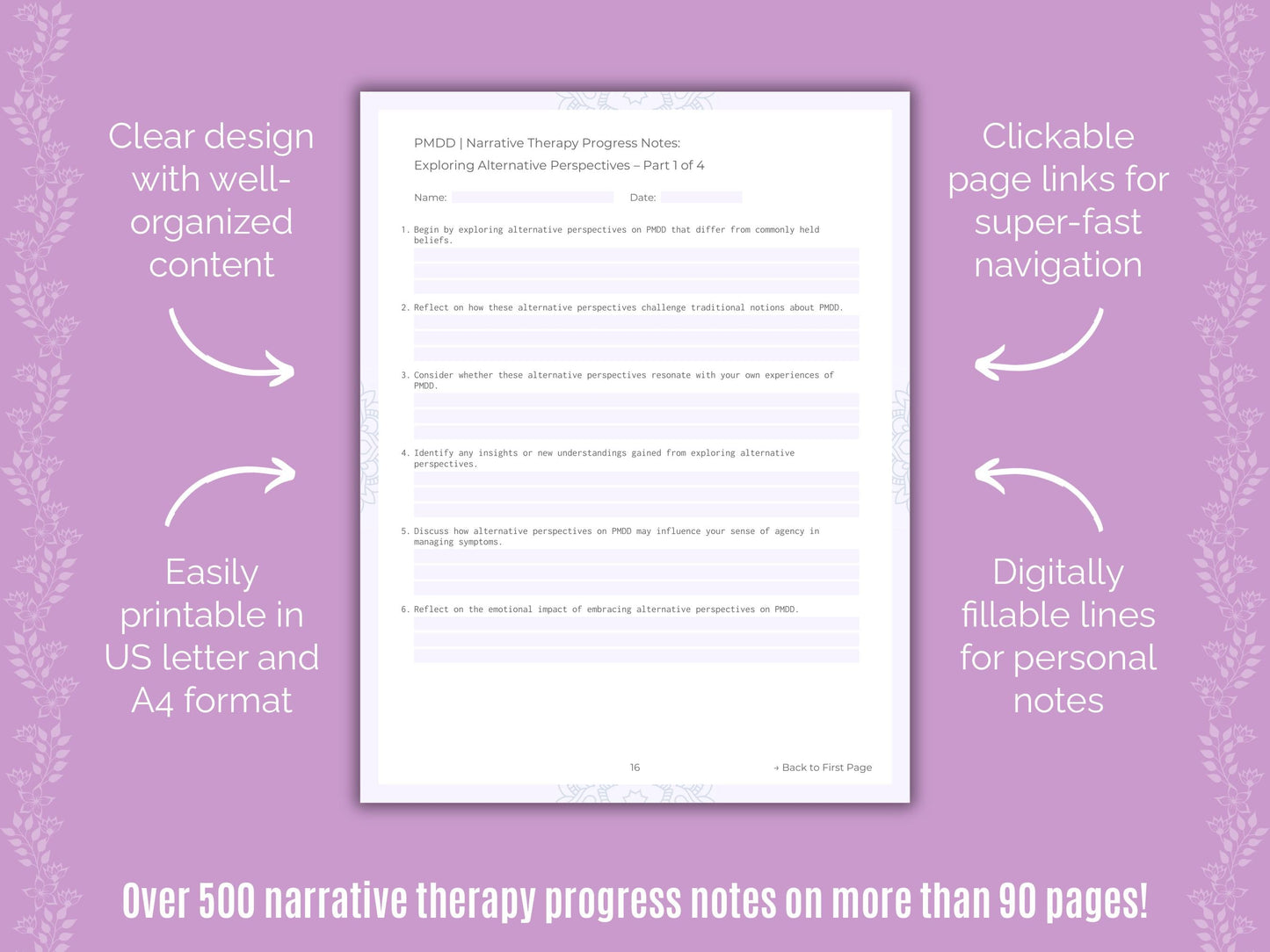 Premenstrual Dysphoric Disorder Narrative Therapy Counseling Templates