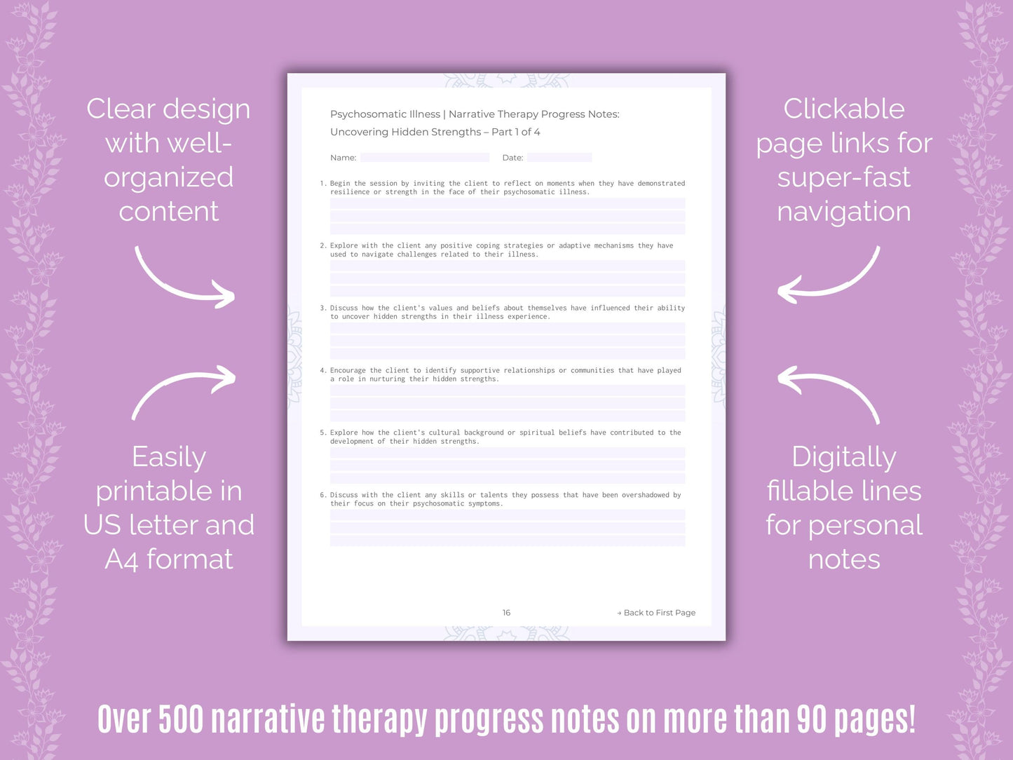 Psychosomatic Illness Narrative Therapy Counseling Templates